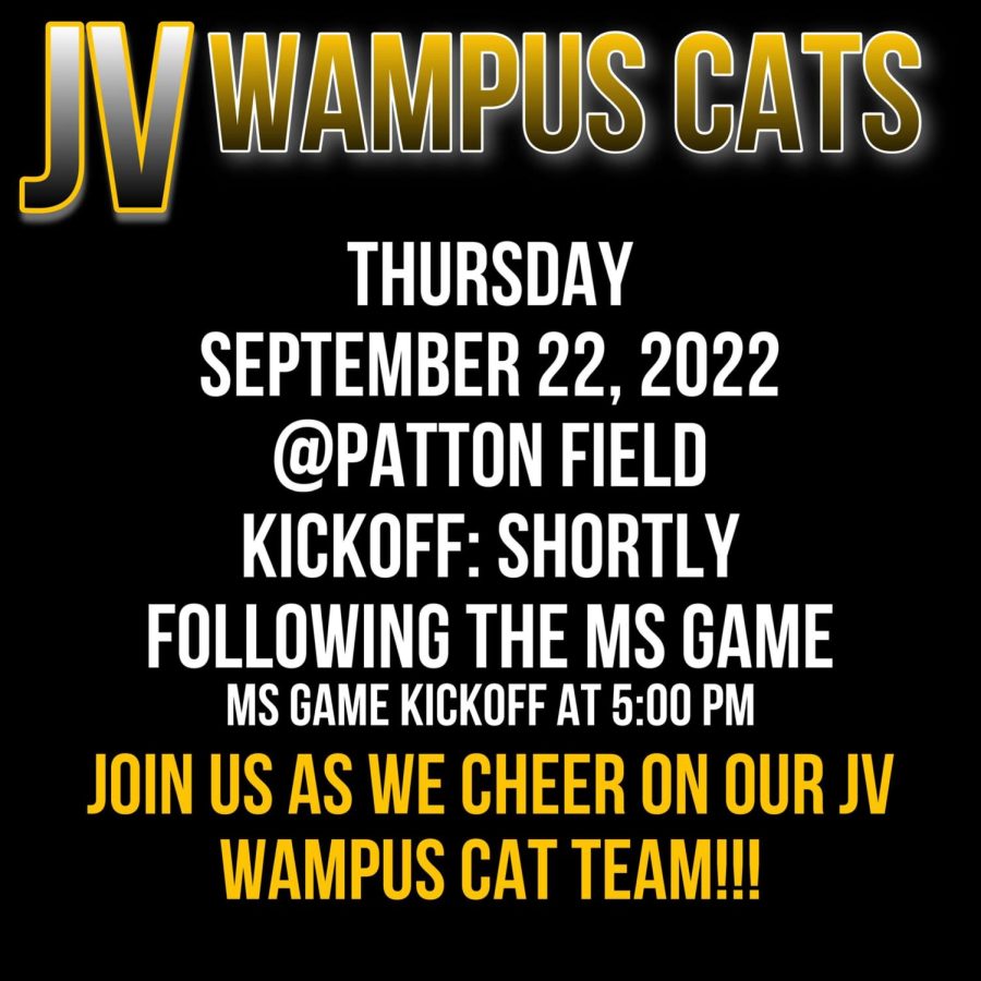 Join us at Patton Field on Thursday 9/22/22 for a MS and JV Game against Kerens!