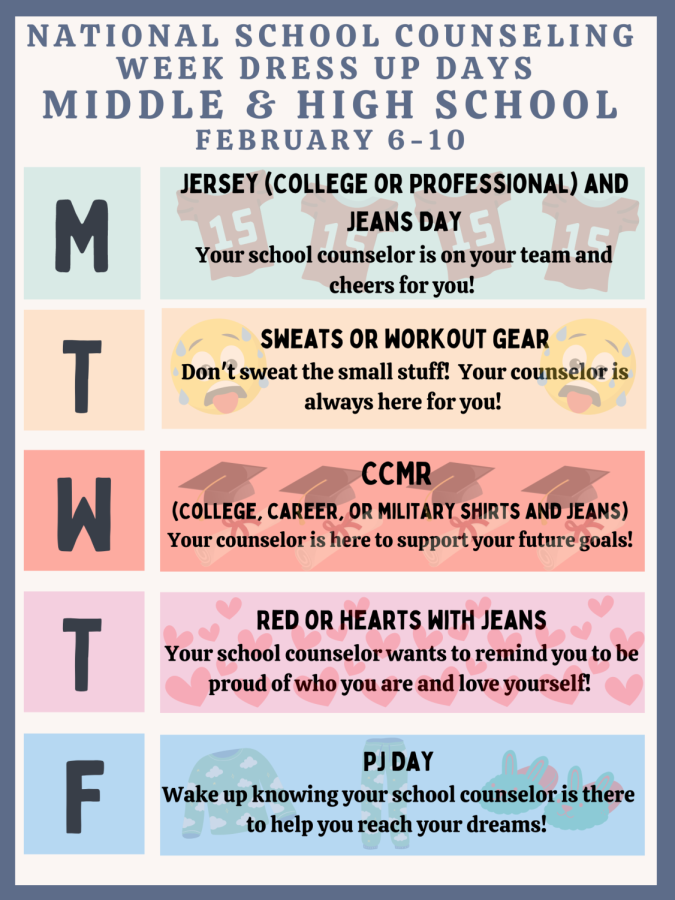 National School Counseling Week 2/6-2/10 for Middle and High School