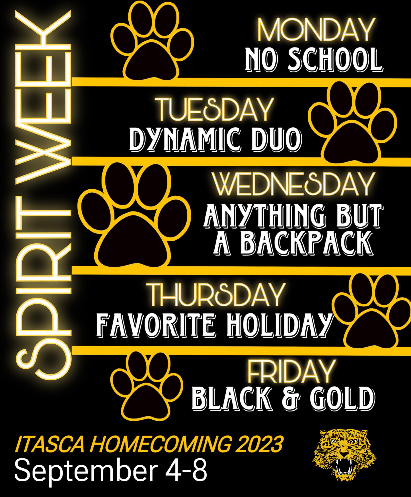 Spirit Week- Itasca Homecoming 2023 – The Paw Print Press