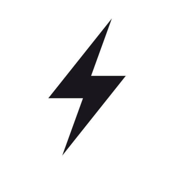 Thunderbolt, lightning zigzag simple black and white icon